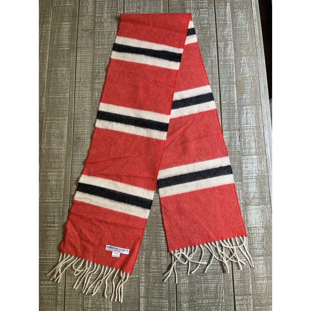 Johnstons of Elgin Scotland 100% Cashmere Fringe Scarf Multicolor‎ Plaid 60 X 8"